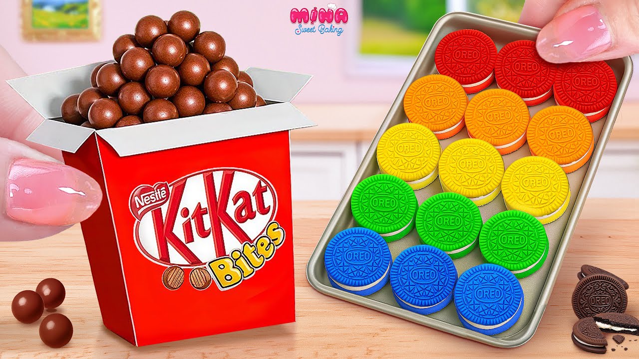 🍰Рецепт Радужного торта Oreo против KitKat Bites🍰Битва миниатюрных десертов | Mina Sweet Baking