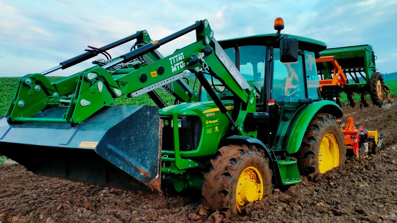 Uprawa i siew  owsa 2023 z mega wtopą . John Deere 5055e