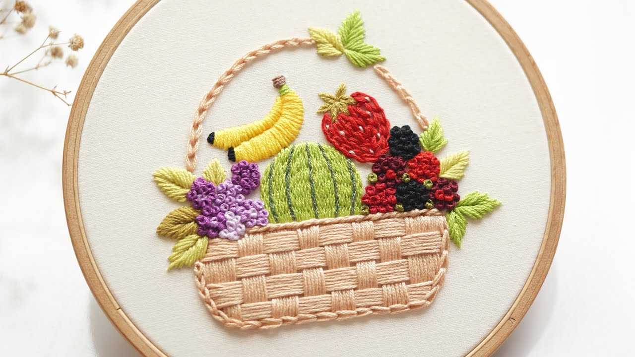 Fruit basket for summer embroidery :) Beginner Friendly