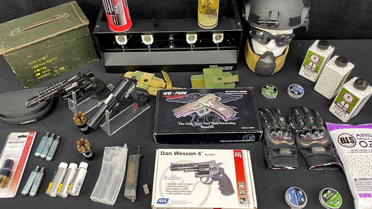 Пистолет для страйкбола против пневматического револьвера, Sig Sauer 9mm P226, Smith Wesson 4,5 Inc