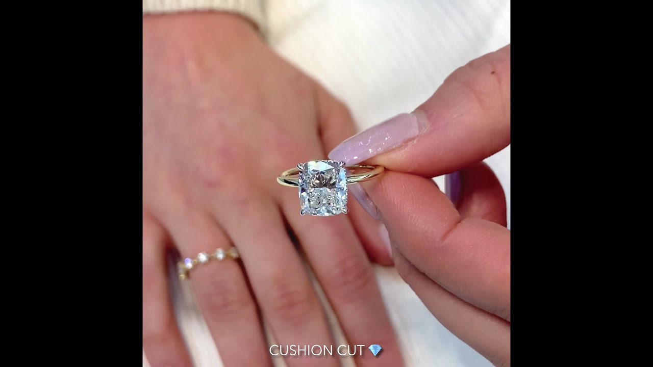 3 carat Cushion Cut Diamond Signature Wrap Solitaire Ring