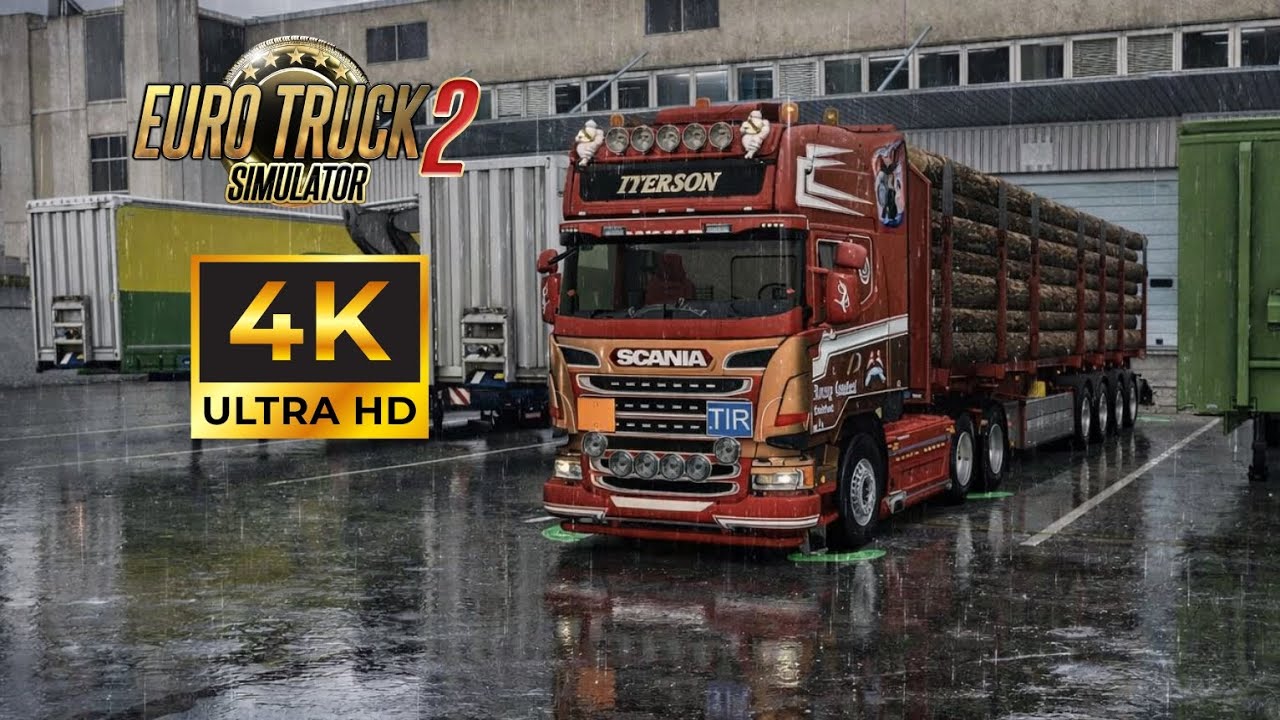 ETS2 1.58 | SCANİA R SERİ PRG | 4K ULTRA HD GRAPHICS | RAINY WEATHER PC GAME PLAY 
