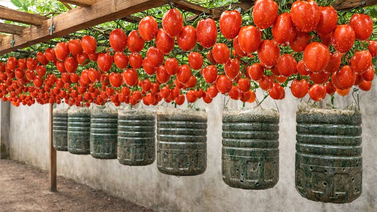 Growing Tomatoes In Old Plastic Bottles Hanging 🍅 Big Harvest That Surprises Everyone