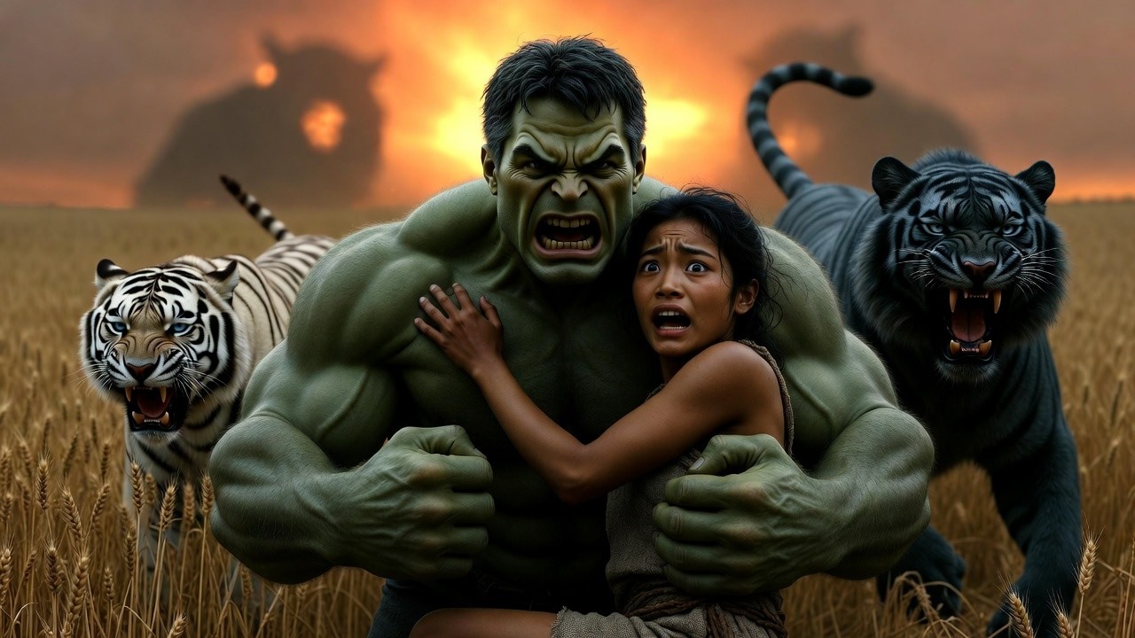 Tiger Attack: Watch Hulk and Kong Protect the Village from Deadly Tigers
