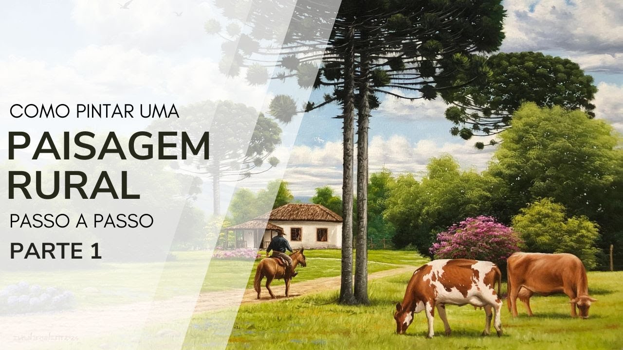 Como pintar uma paisagem rural passo a passo - Parte 1