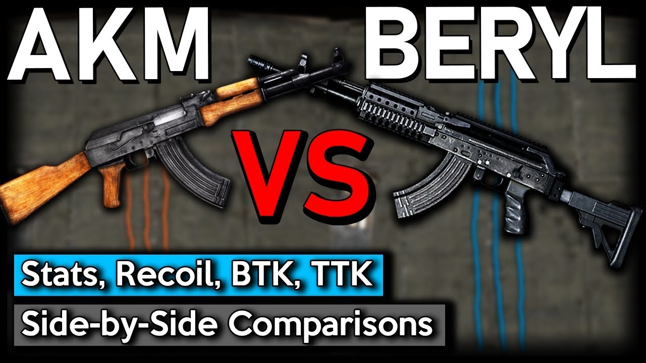 PUBG: ► AKM vs BERYL - Which is better? (Stats, Recoil Comparisons, Attachments, BTK, TTK)