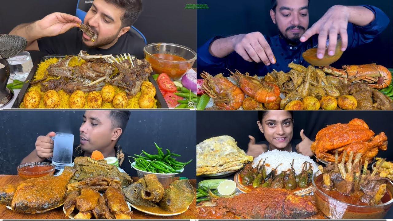 MUTTON CURRY EATING CHALLENGE,FISH CURRY,EGG CURRY,PRAWN CURRY,CHICKEN CURRY,WHOLE CHICKEN,BIG BITES