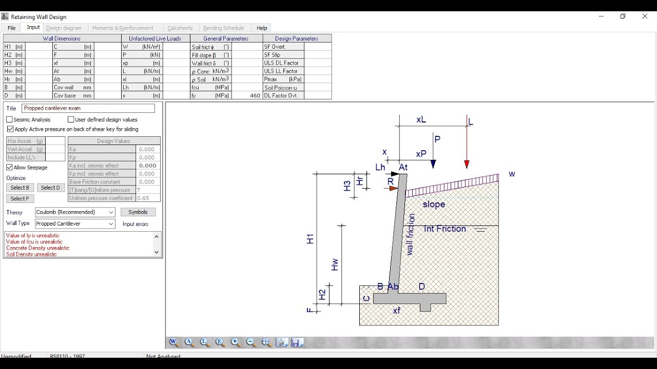 DESIGN OF A RETAINING WALL IN PROKON
