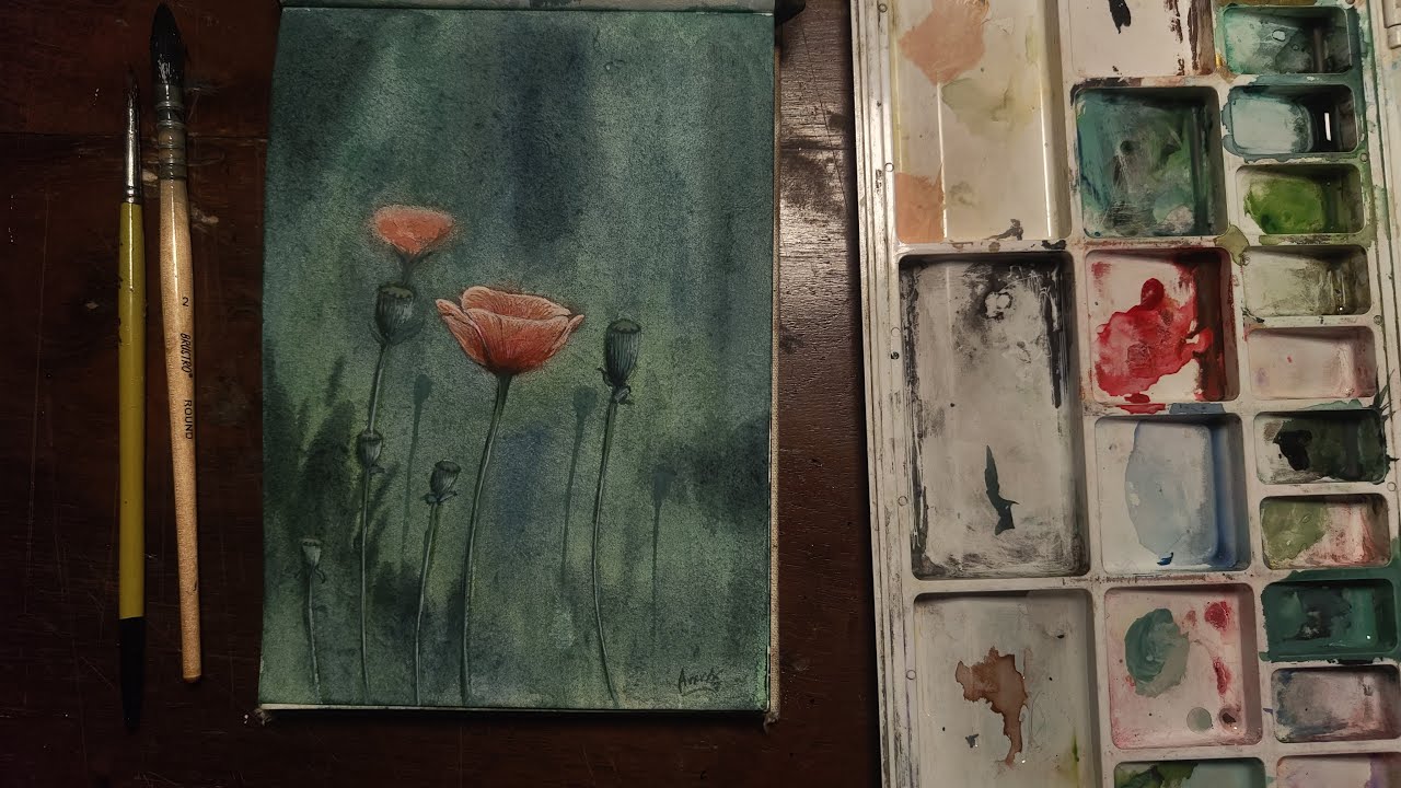 How to paint a Moody Floral Artwork in Watercolor | Full Step by Step tutorial for beginners 