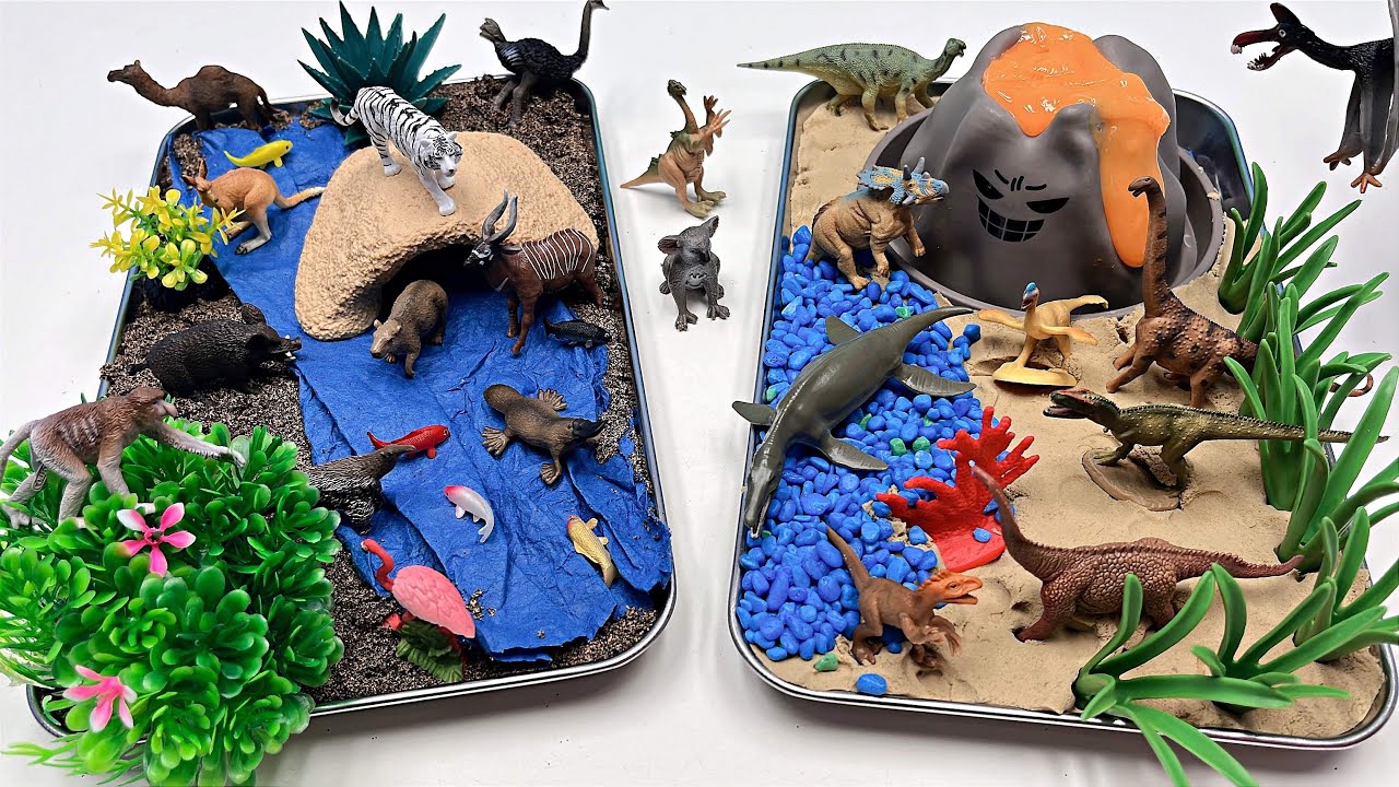 2. Небольшая диорама «Мир животных» | Дикие животные против юрских динозавров
