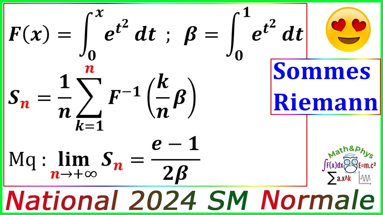 Examen National 2024 SM - Somme de Riemann - Calcul Intégrale - 2 Bac SM
