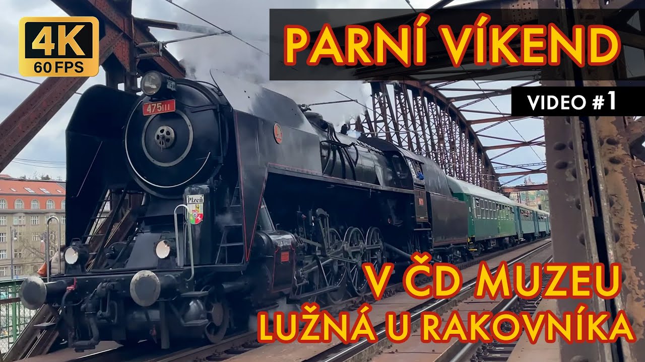 Lokomotiva ŠLECHTIČNA 475.111 jede na PARNÍ VÍKEND V ČD MUZEU LUŽNÁ U RAKOVNÍKA 13.-14.5.2023