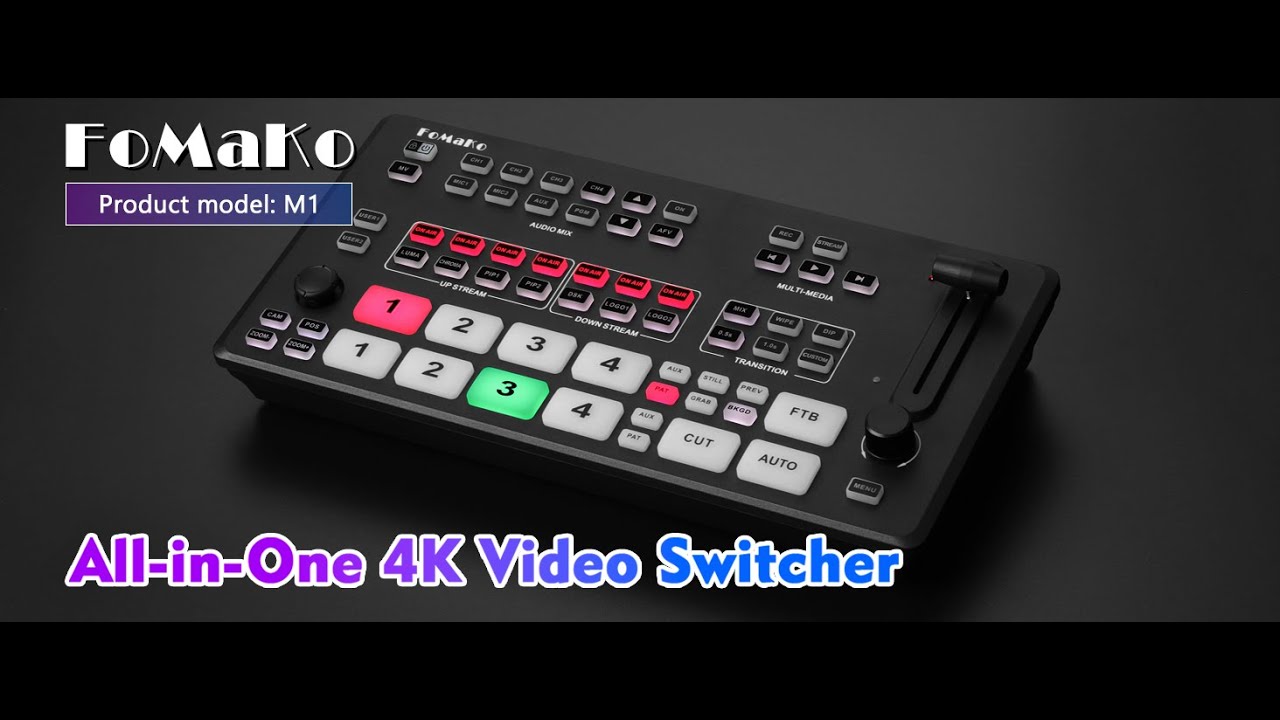 FoMaKo M1 5-Channel 4k HDMI Video Live Streaming Switcher,  4K 60FPS Input,Support PTZ Controller.