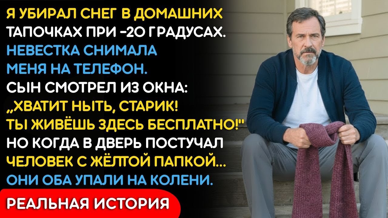 Сын Заставил Меня Убирать Снег В Тапочках На Морозе. Невестка Снимала И Смеялась. Но Через...