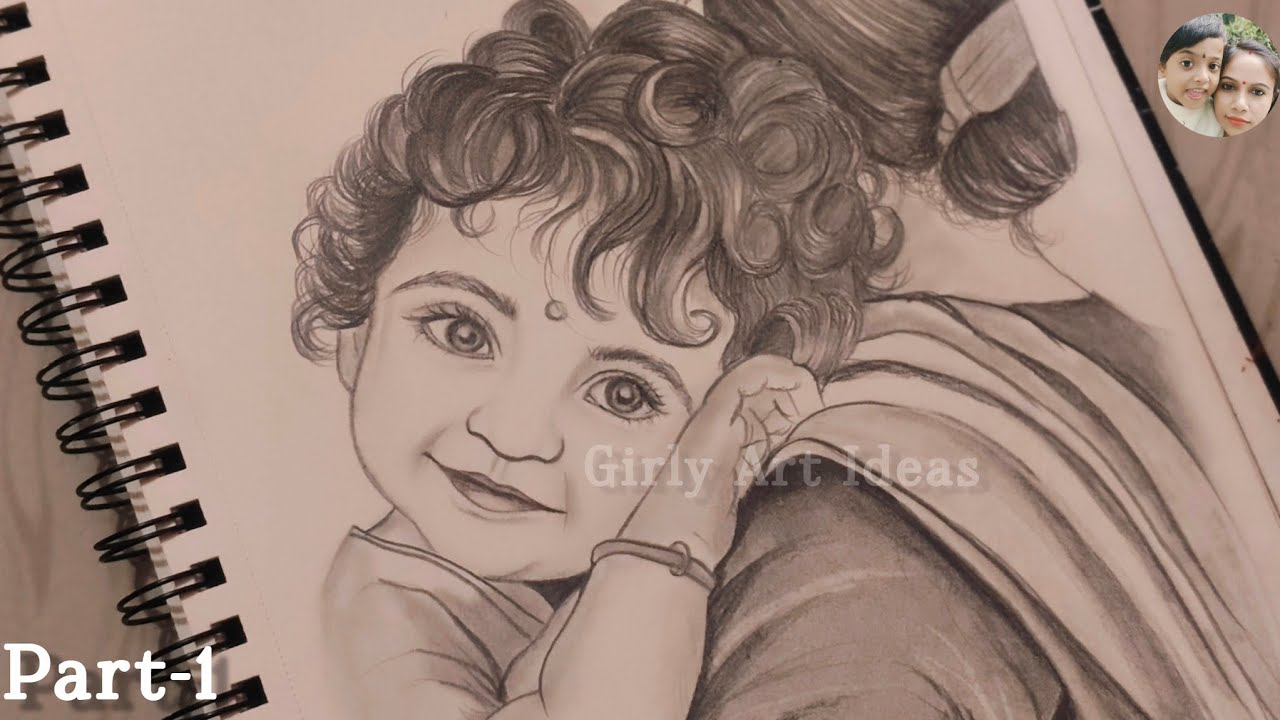 Little Child Sleeping In His Mother's Lap | Part-1|Sketch Drawing For Beginners 