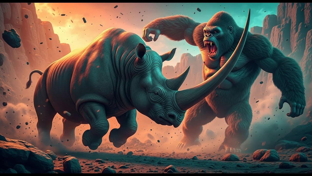 Brutal! The battle between King Kong and the ancient rhinoceros