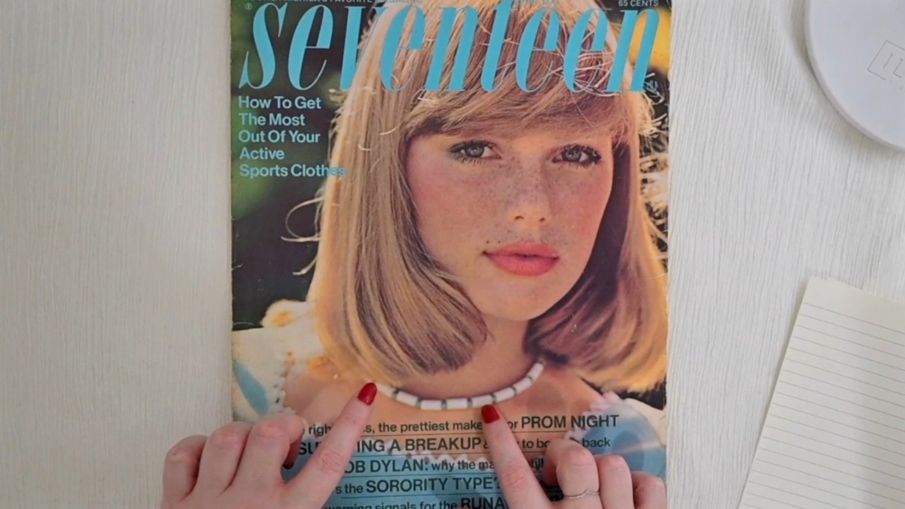 ASMR 🩵 '70s vintage magazine flip through 🔍 prom jewelry trend spotting 👗 2 of 3