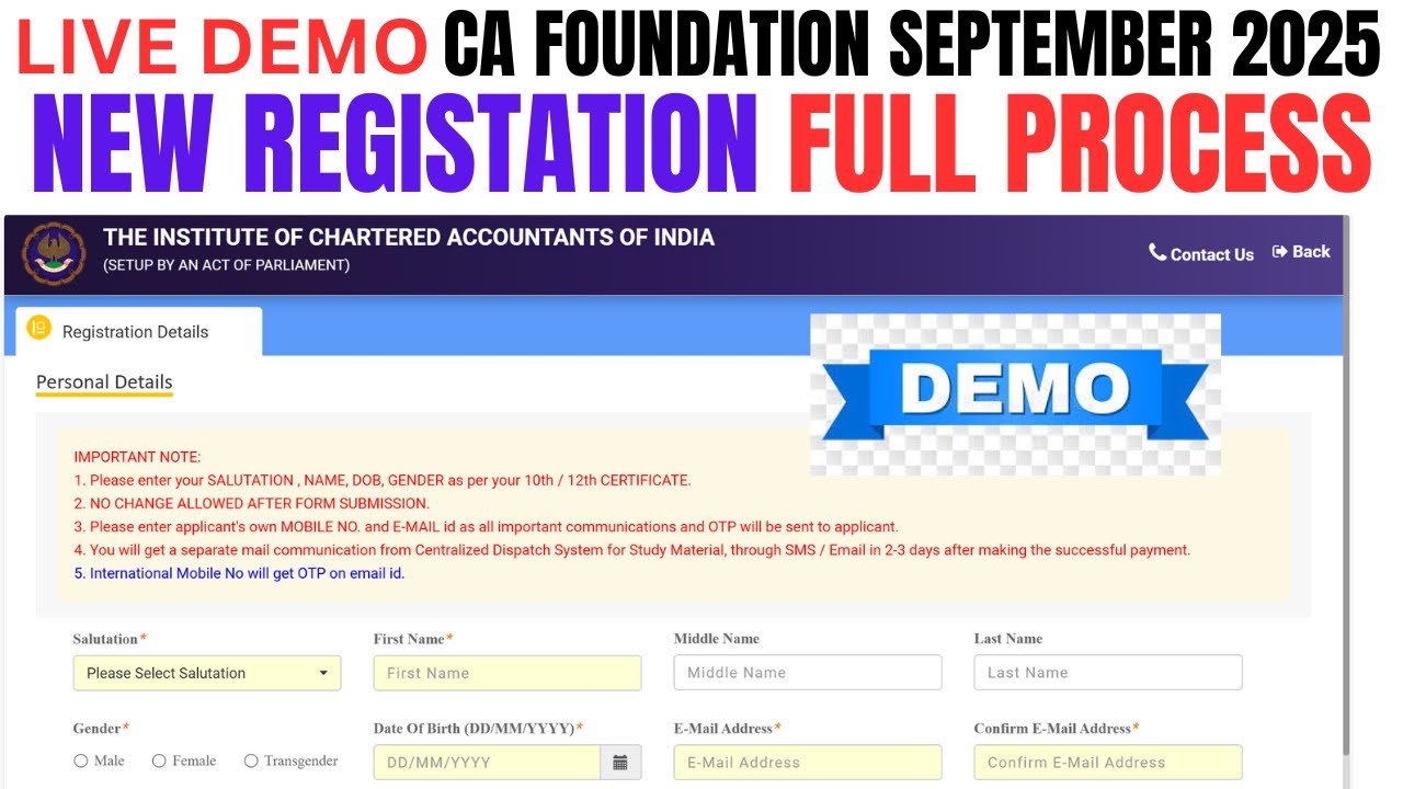 How to Register CA Foundation Course | CA Foundation September 2025 Registration process