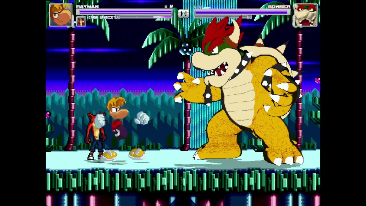 MUGEN Request: Rayman and Crash Bandicoot (MGSSJ2) VS Bowser (OHMSBY)