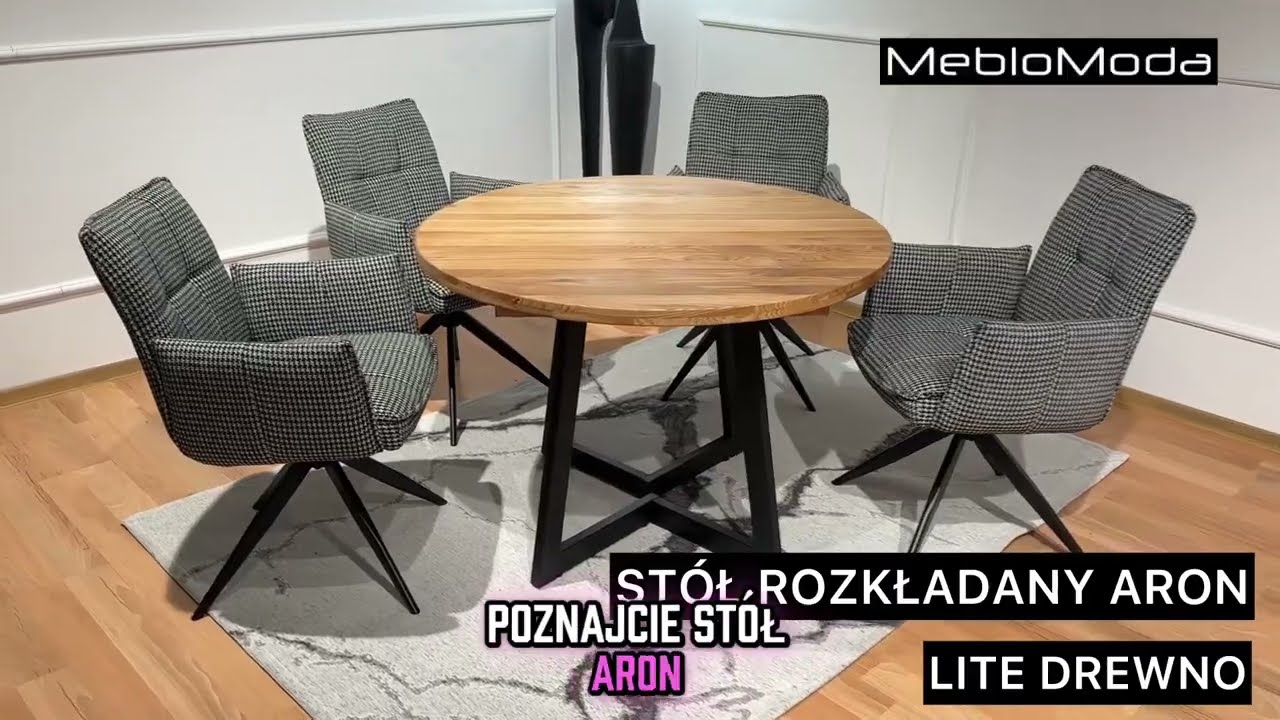 St&oacute;ł Aron okrągły rozkładany, lite drewno