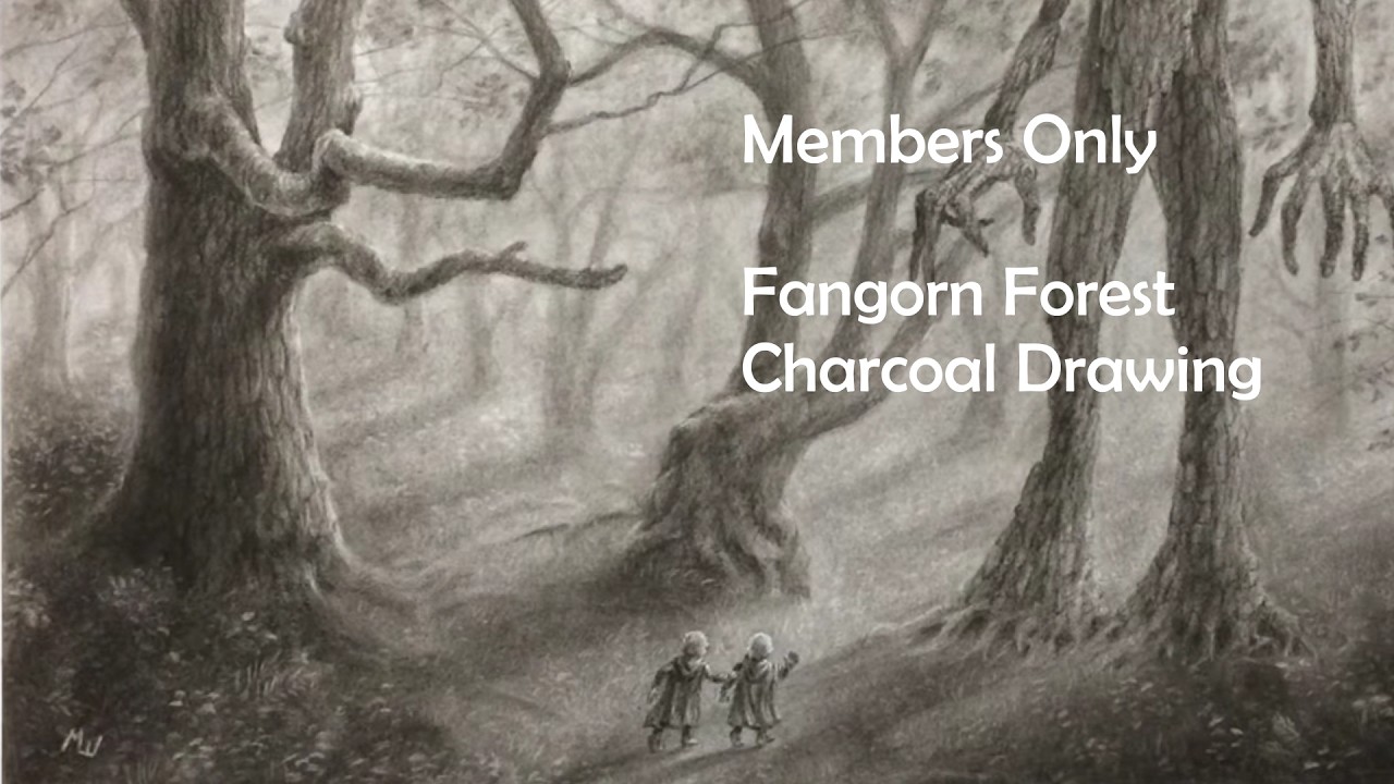 Fangorn Forest Charcoal Drawing