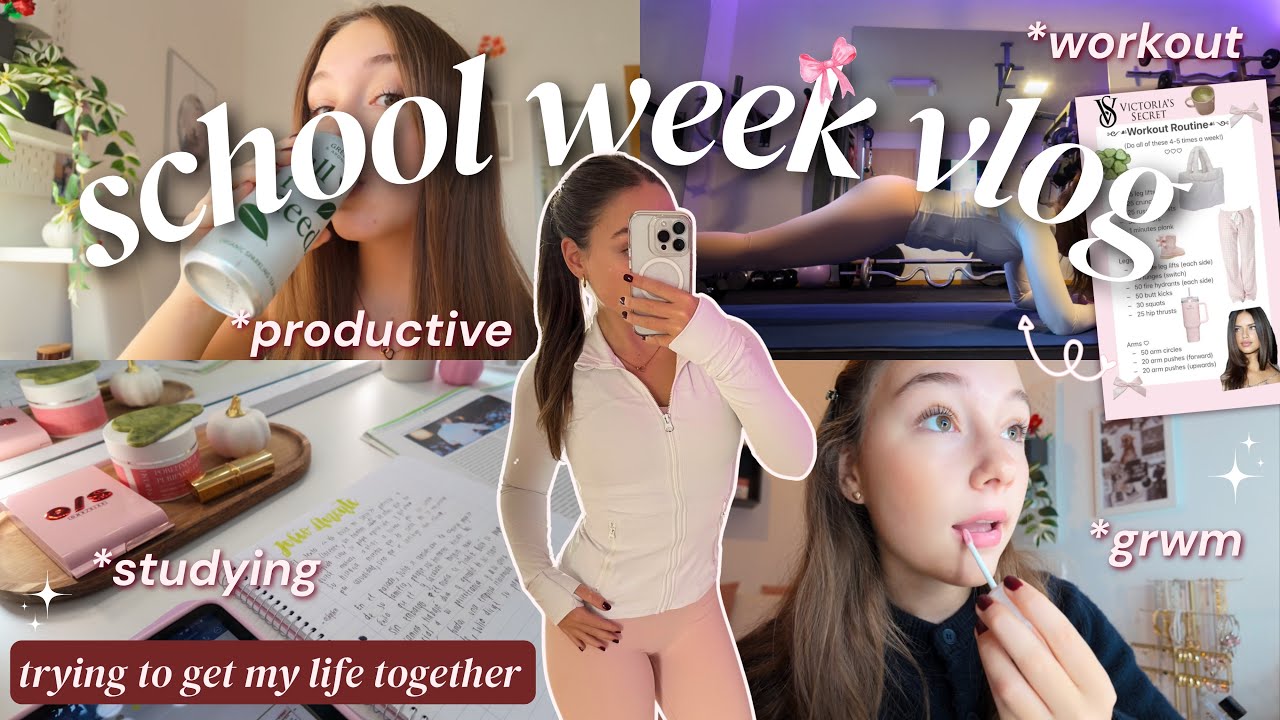 SCHOOL WEEK IN MY LIFE *productive ☕🎀🍂 studying, workout, self care & motivation vlog