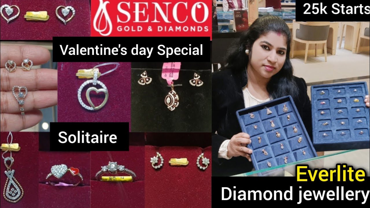 Senco Diamond Pendant Earrings designs with Price starts 25000/- | Solitaire/studs/diamond jewellery