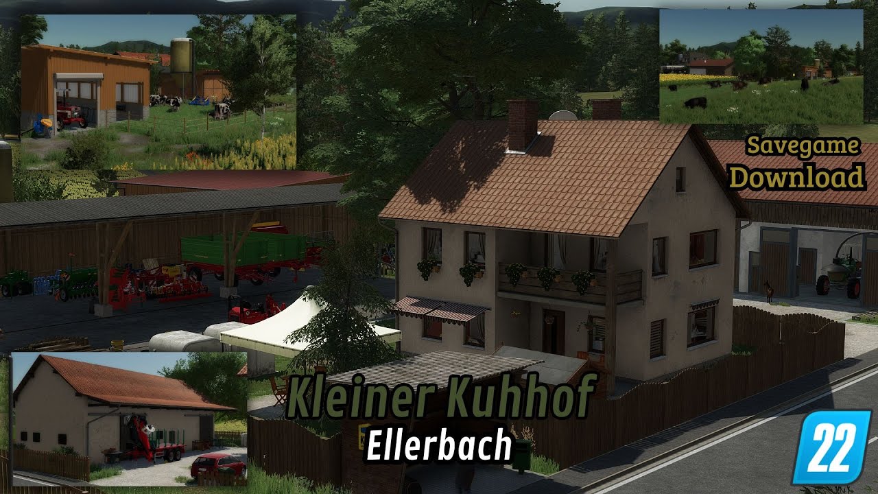 FS 22|LS 22|Kleiner Kuhhof in Ellerbach|Savegame Download|Hofbau [HD]