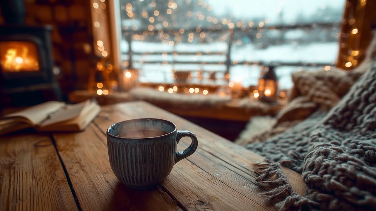 Cozy Winter Cabin Ambience ❄️🔥 | Crackling Fire & Gentle Snowfall Sounds