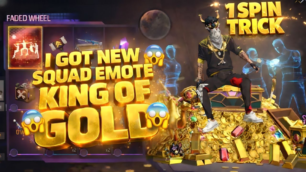 KING OF GOLD SQUAD EMOTE FREE FIRE 🔥 || FREE FIRE NEW FADED WHEEL EMOTE 😱 || FREE FIRE NEW EVENT 