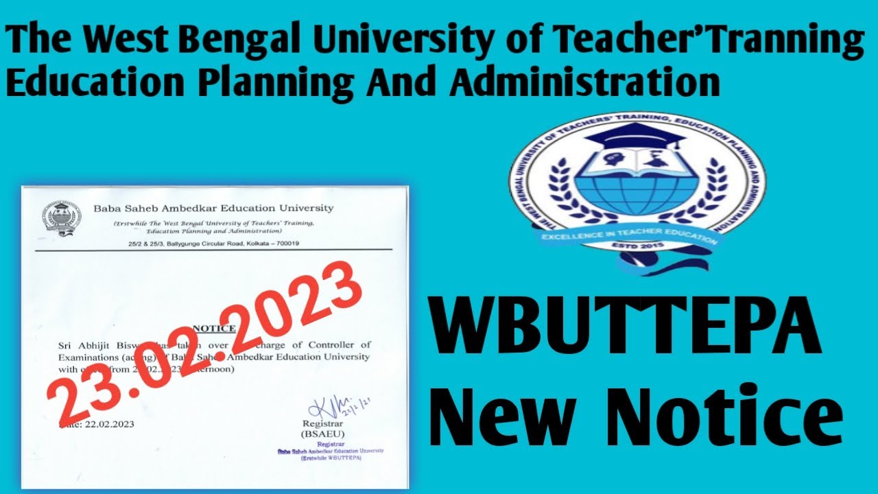 WBUTTEPA New Notice:Baba Saheb Ambedkar Education University