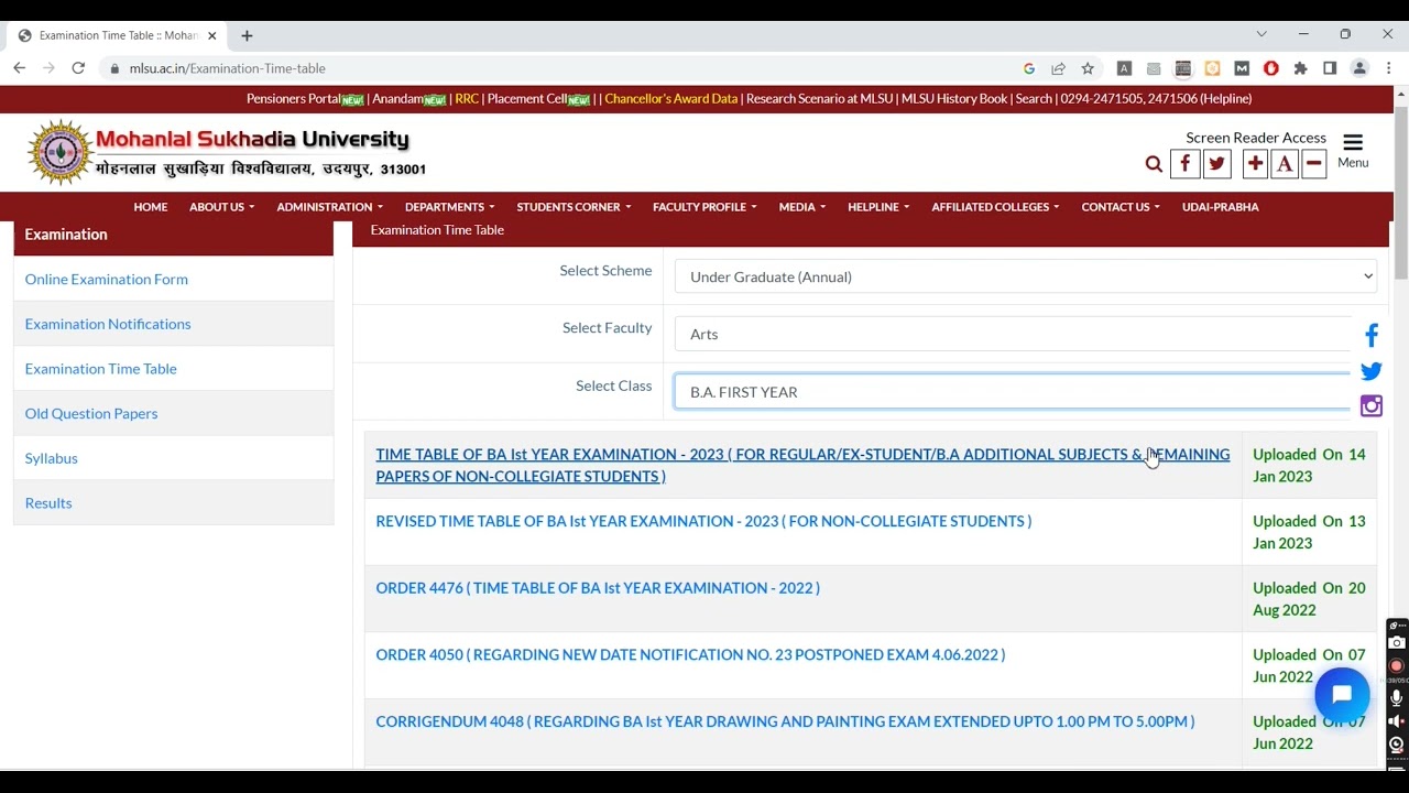 How to Download MLSU Exam Time Table 2025 | MLSU Udaipur