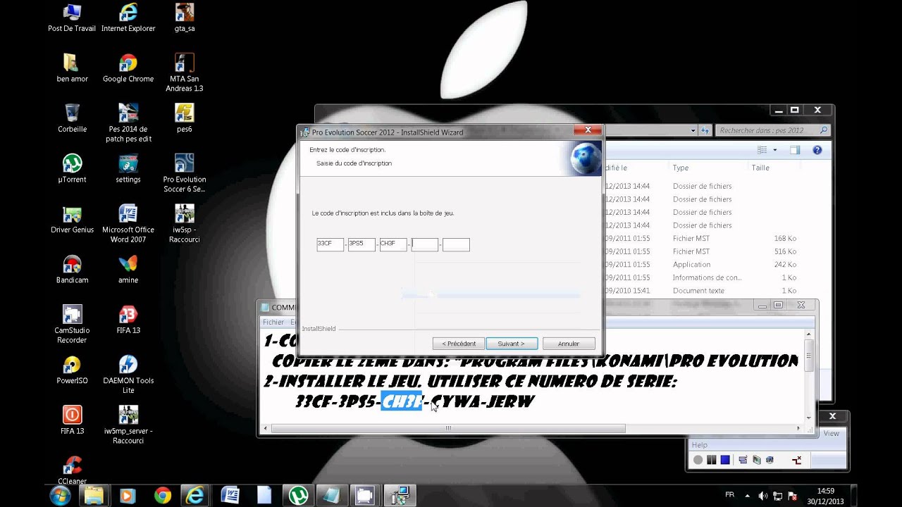 comment installer le jeu pes 2012 par CD