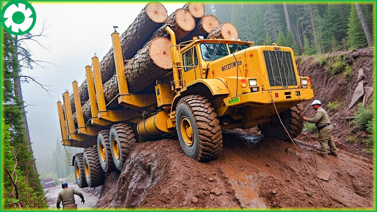 THE DANGER of Driving a Large Logging Truck | Biggest Heavy Machinery Machines - The Engine