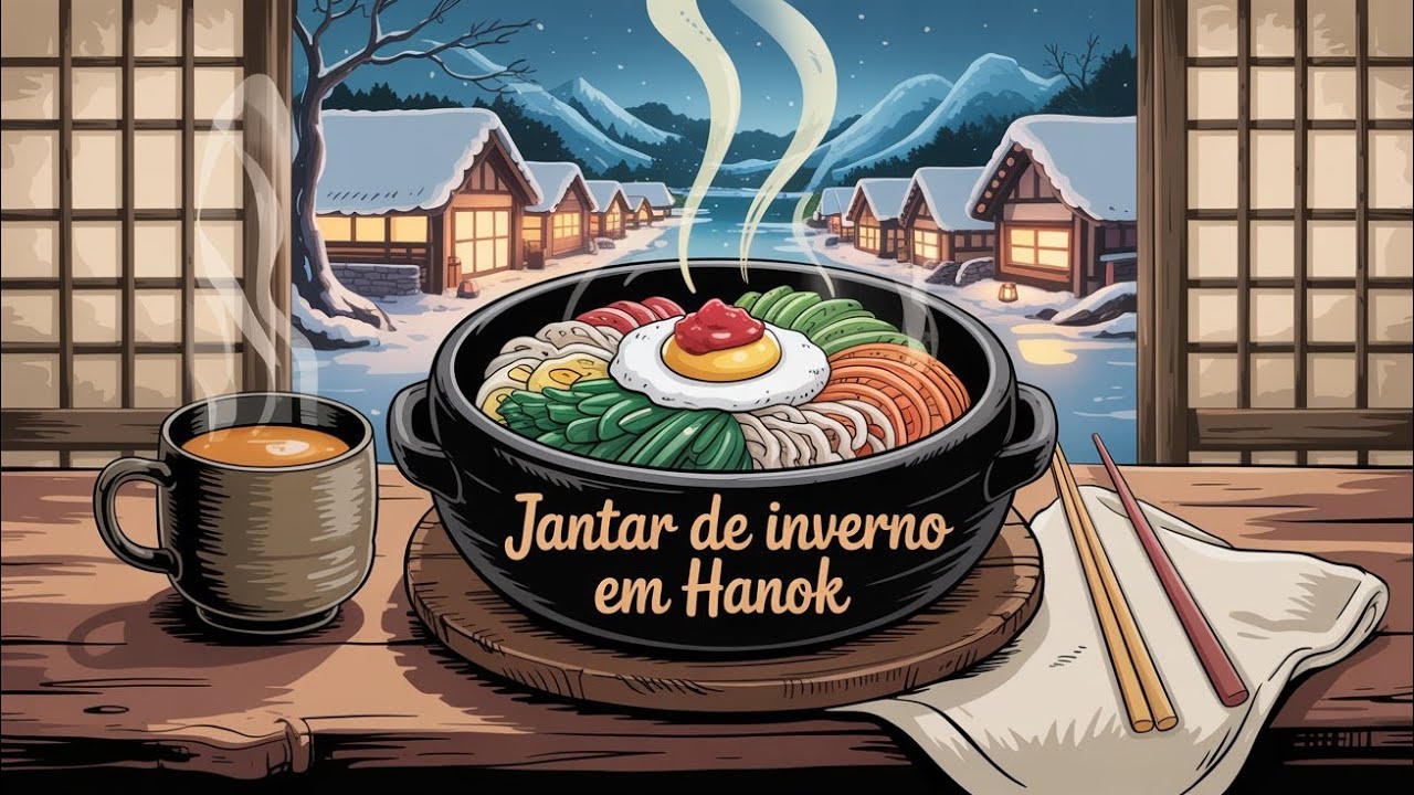 Jantar de Inverno em Hanok: Bibimbap na Pedra (Dolsot) e o Calor do Chá de Cevada ❄️🥘 (ASMR 