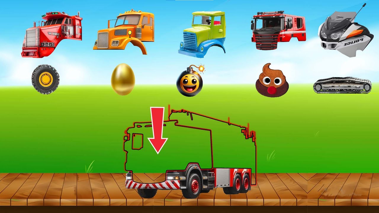 Truck Puzzle Challenge: What’s the Missing Piece for the Fire Engine? | Fun Animation