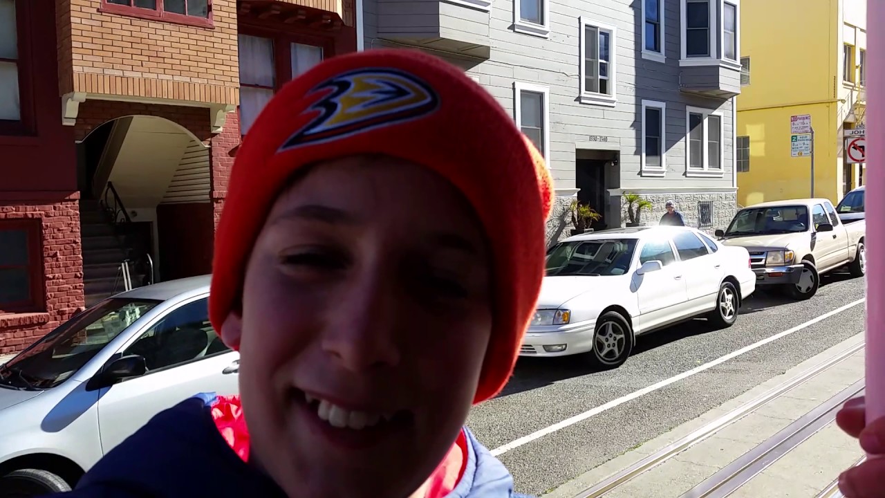 Johnny on Cable Car Passing by His Namesake Street 1-5-17