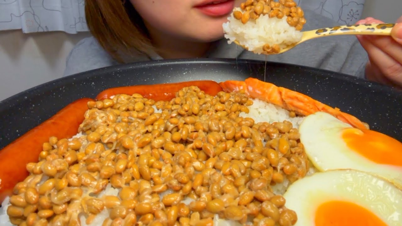 【ASMR】おかめ納豆4パックを頂く🥢｜natto