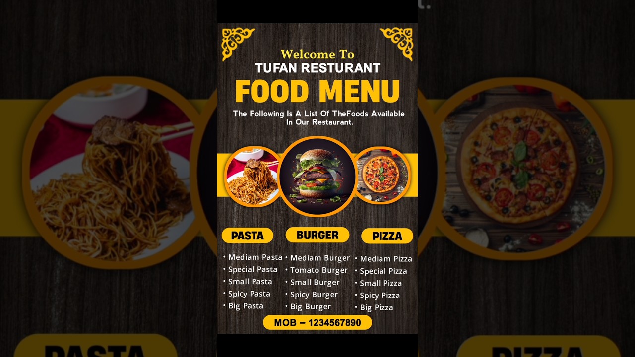 Restaurant Food Menu Card Design Idea 🔥