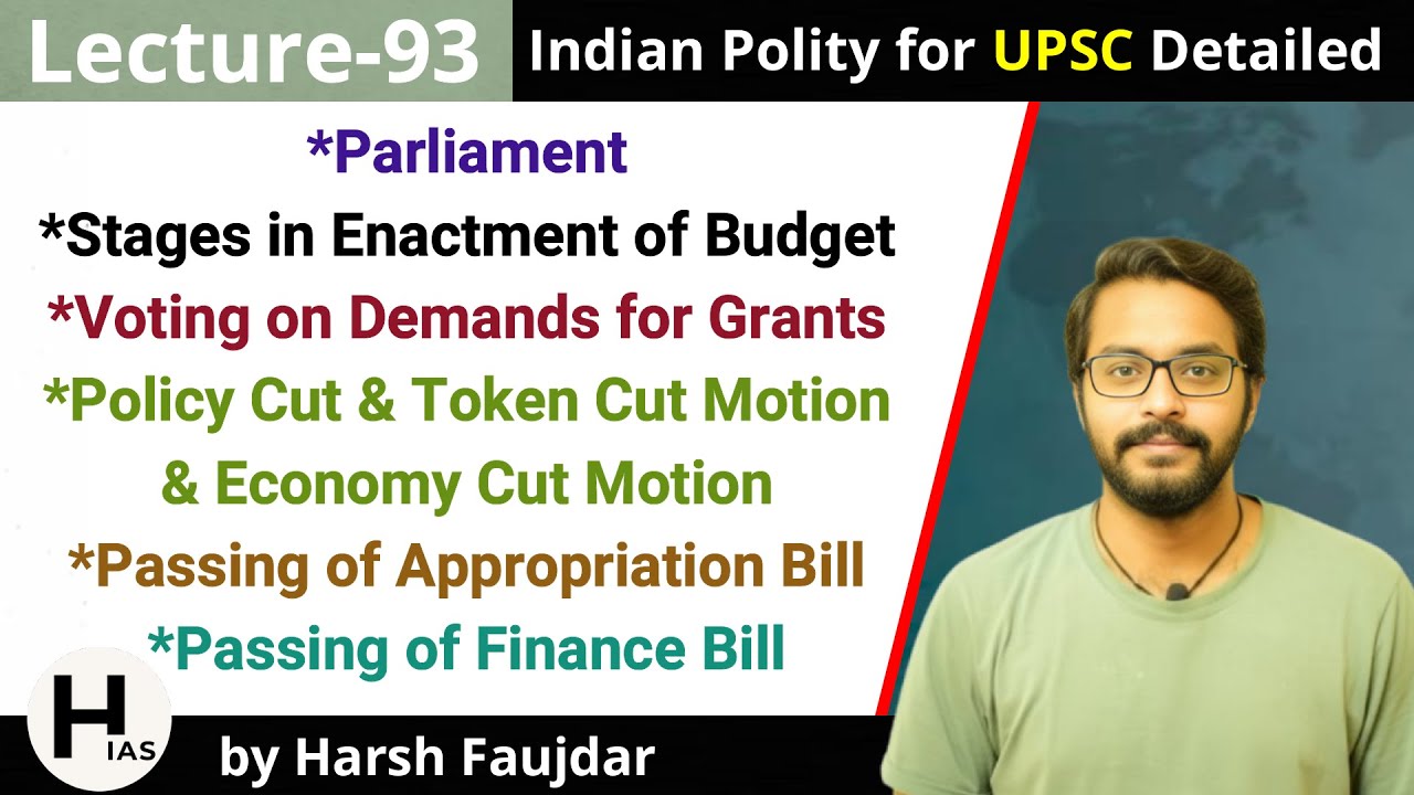 L93: Voting on Demands for Grants | Cut Motion & Appropriation Bill | Indian Polity for UPSC