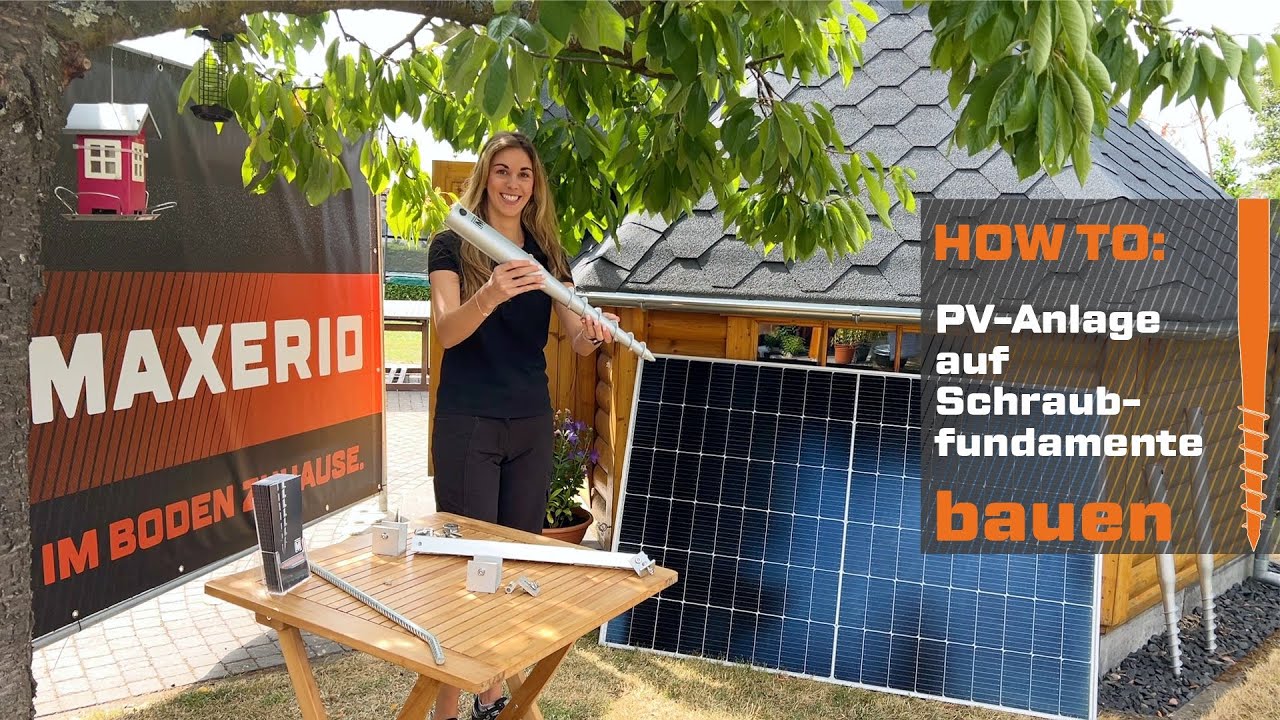 MAXERIO Schraubfundamente - PV - Set (Photovoltaik und Solar Halterung) z.B. f&uuml;r den Garten