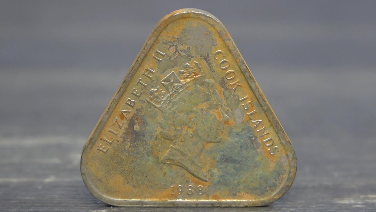 三角2ドルコイン磨いてみた（クック諸島） Cook Islands 2＄ Elizabeth II