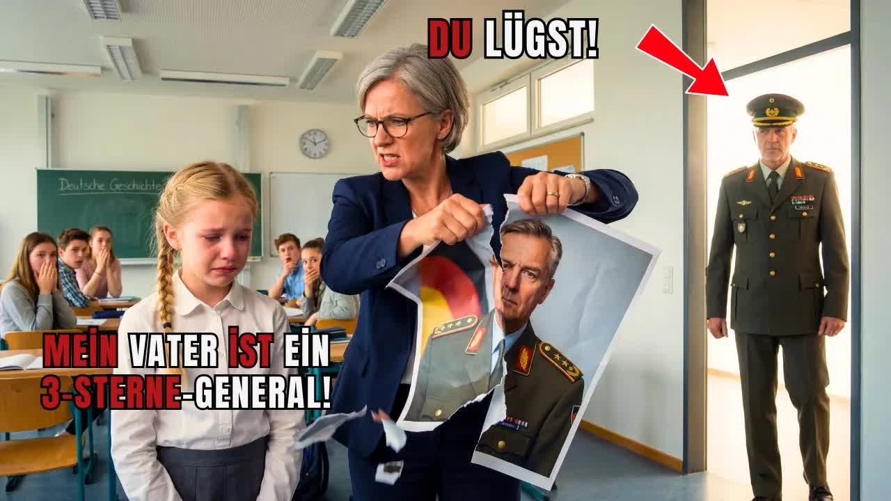Lehrerin zerreißt Plakat： „Dein Vater ist kein General＂ – erstarrt, als er eintritt