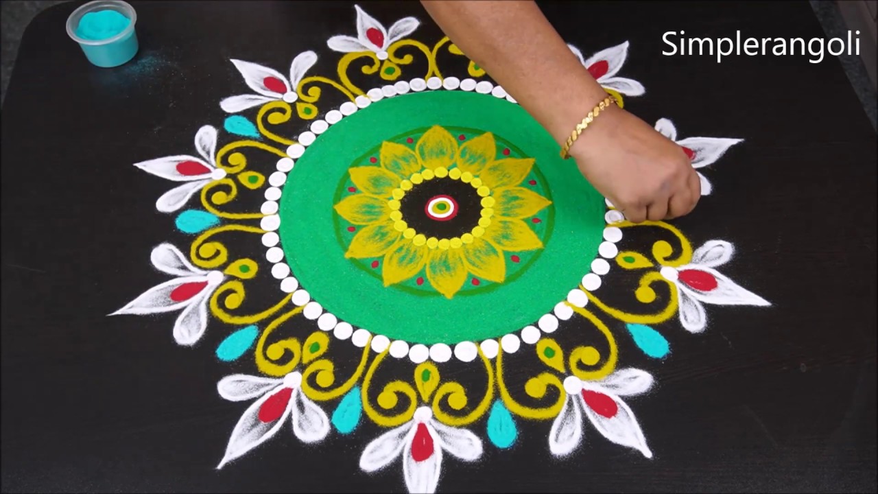 Latest simple Margazhi kolam designs 2020 | Freehand rangoli designs with colours | New year Muggulu