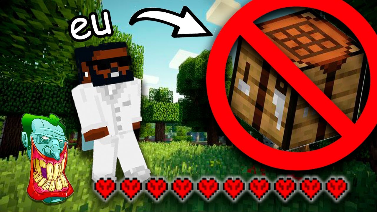 um cara burro jogando minecraft sem crafting table