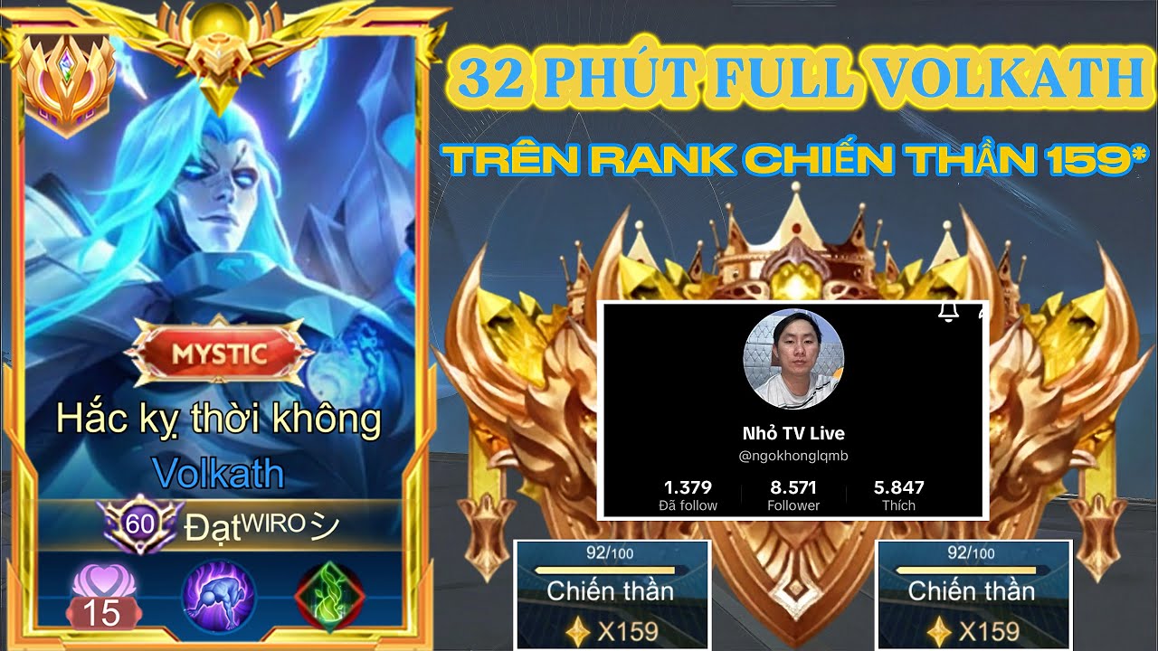 [FULL VOLKATH] 32 Phút Tổng Hợp Những Trận Đấu Cực Căng Trên Rank Chiến Thần 159* Của Đạt Wiro AOV