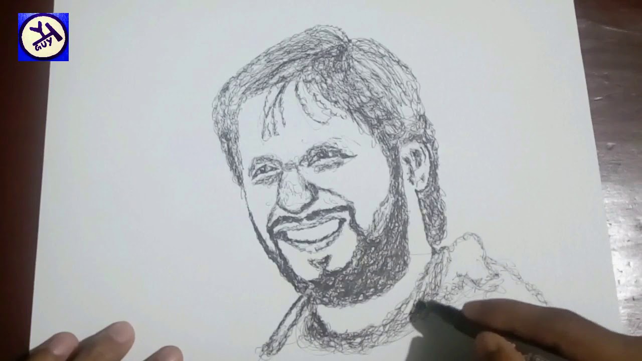 Drawing Shahid Afridi II Scribble Art II Timelapse