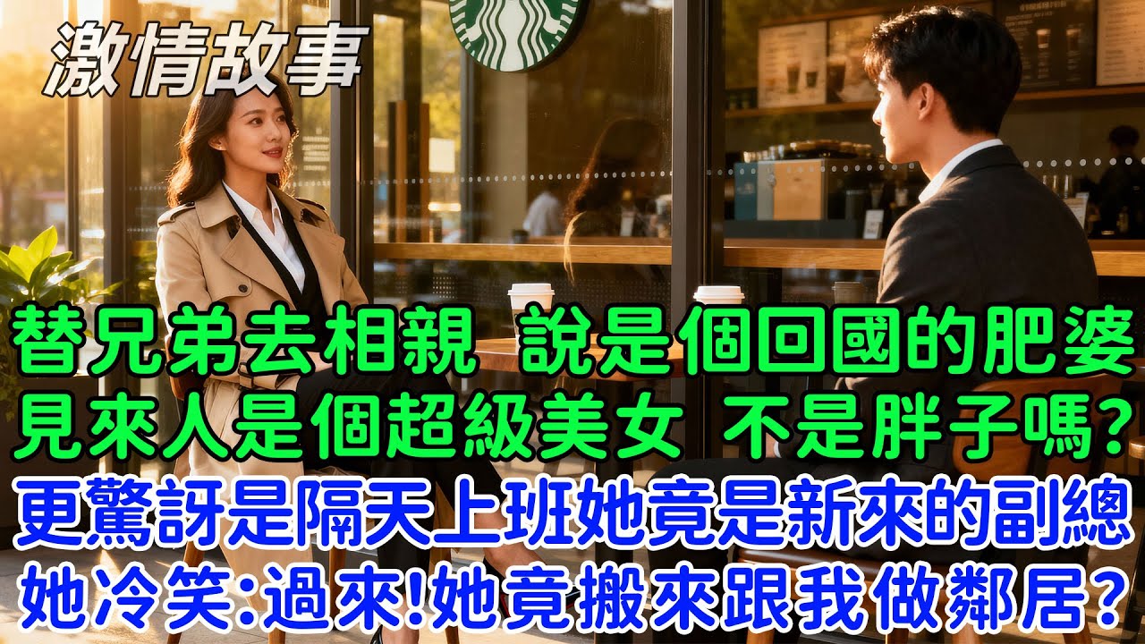 替兄弟去相親 據說是個回國的肥婆，見到來人是個超級美女，我傻眼！不是胖子嗎？更驚訝是隔天上班她竟是新來的副總，她冷笑：過來！看不上我？她竟搬來跟我做鄰居？