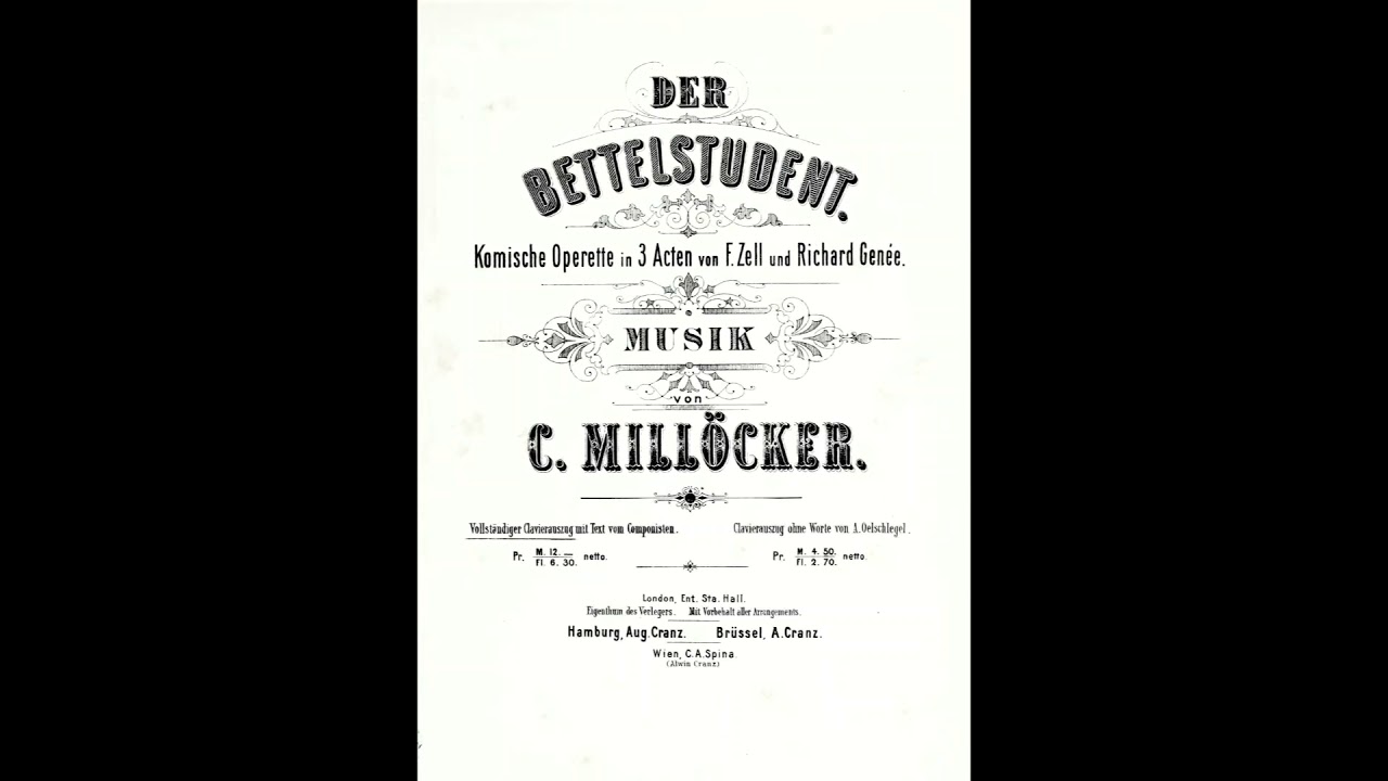 DER BETTELSTUDENT - operetta potpourri arr. 4-hands G. W. Marks  (Carl Millöcker) 1882