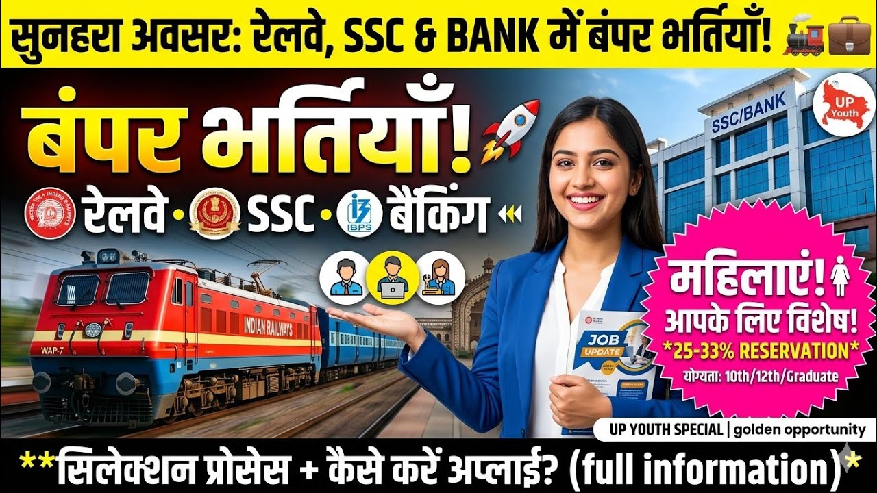 Vacancy for girls 3 बंपर भर्ती 2024: SSC, Railway, Banking में महिलाओं के लिए खुशखबरी!
